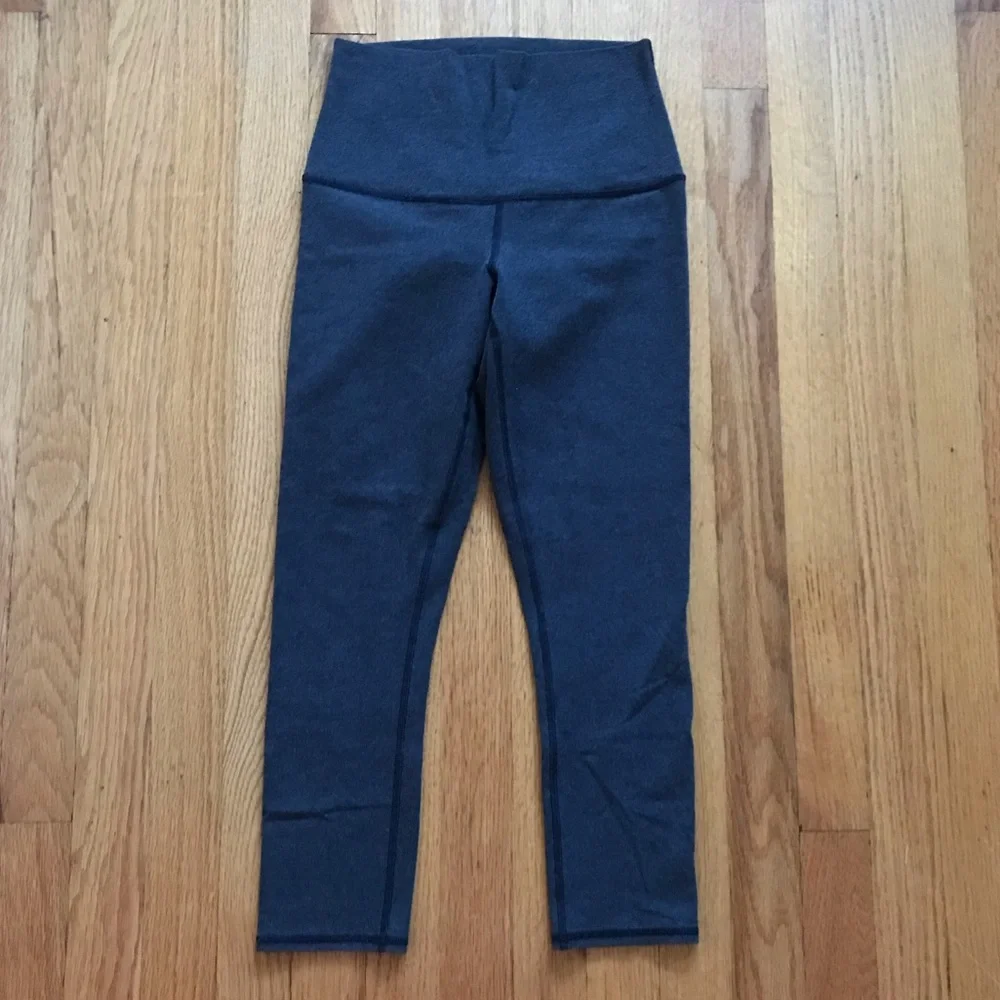 Lululemon Wunder Under Practice Cotton Roll Down Practice Cotton Heather Black 6